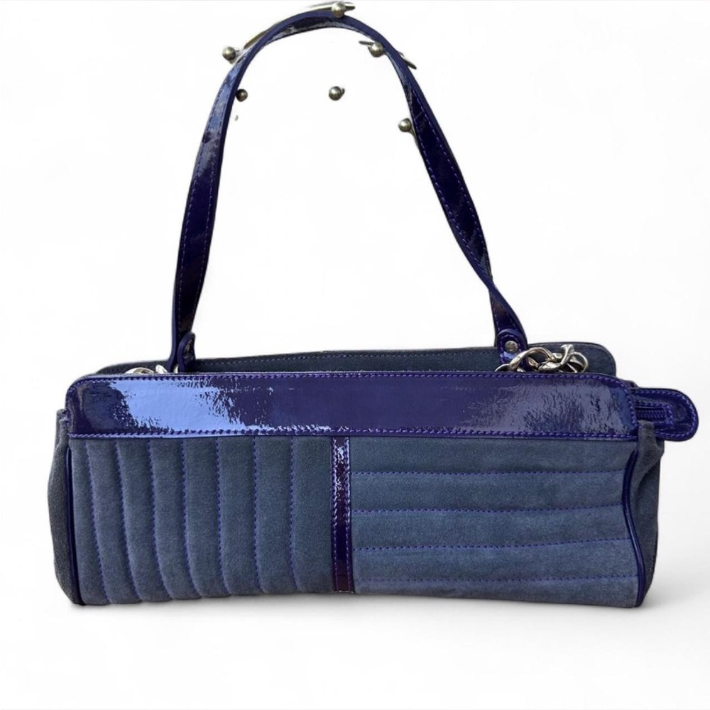 Claudia Firenze Purple Suede Patent Leather Handbag Italy Y2K Shoulder Bag